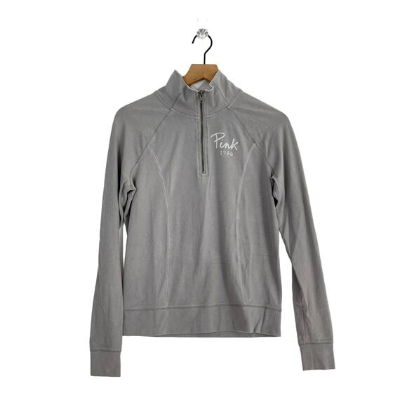 PINK Victoria's Secret Jackets & Blazers - Victoria's Secret Pink Yoga Gray Quarter Zip Pullover Athletic Jacket Size Small